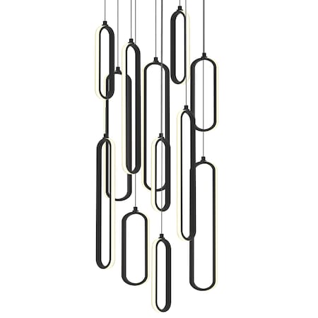 Afx Sienna LED Round Pendant, 18 in.W, Black Finish, 174W, 5CCT SIEP99LAJD1BKRND12